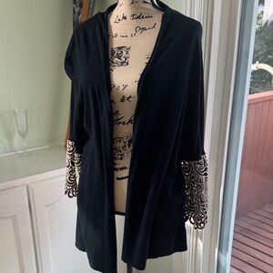 Alfani Black Sweater with Ornate Sleeve Design